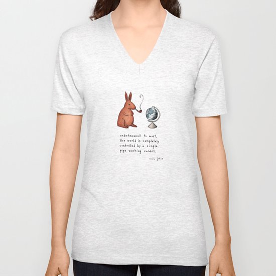 Pipe-smoking rabbit Unisex V-Neck