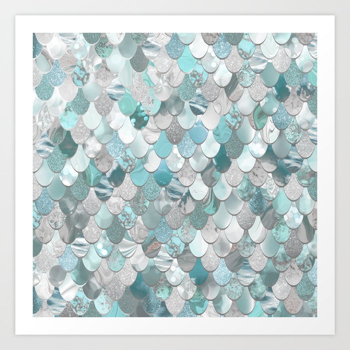 Mermaid Aqua and Grey Kunstdrucke Mermaid Aqua and Grey Kunstdrucke
