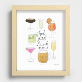 hot girl drink menu Recessed Framed Print