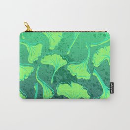 Bold Green Ginkgo Leaf Pattern Carry-All Pouch