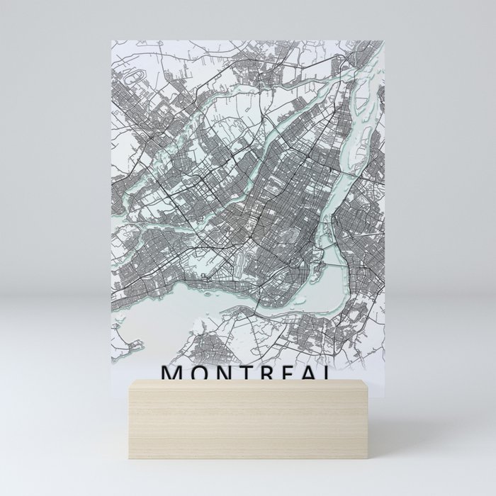 Montreal Canada Black and White City Map Mini Art Print