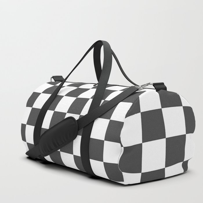 checked duffle bag