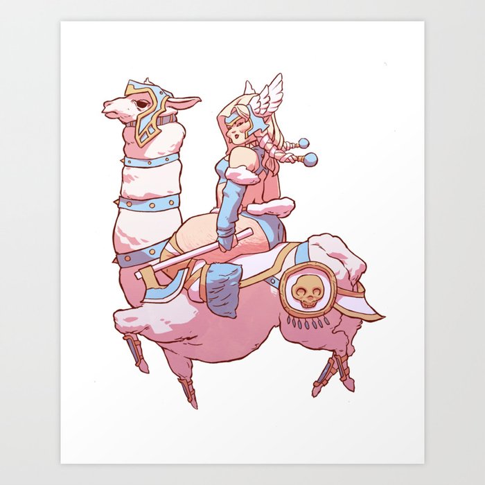 Valkyrie Llama Art Print