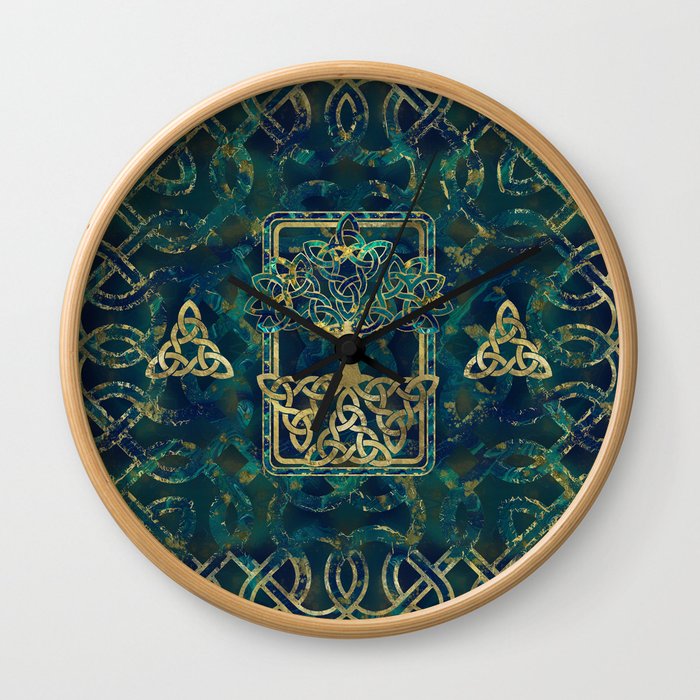 Tree of life - Yggdrasil with Triquetra  symbols Wall Clock