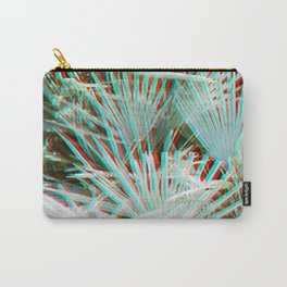 Glitch art / retro 3D style photography | Green, Turquoise, Cyan and pink tropical leaves Carry-All Pouch