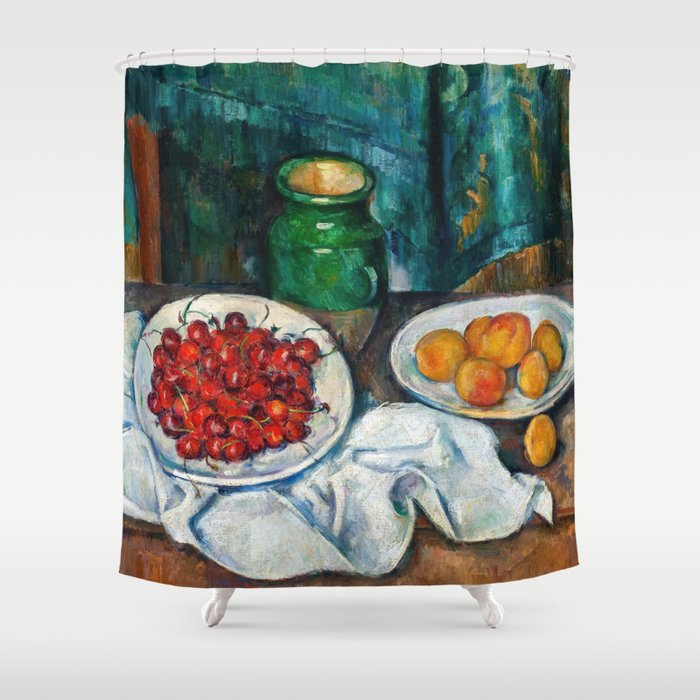 Paul Cezanne - Still Life with Cherries and Peachs Shower Curtain