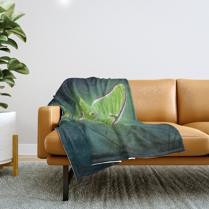 Luna Moth Throw Blanket