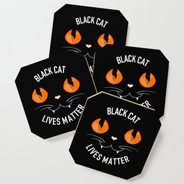 Black Cat Lives Matter Halloween Cat Lover Coaster