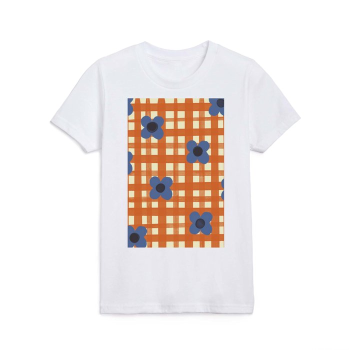 Red floral check pattern Kids T Shirt