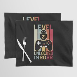 Level 21 unlocked in 2022 gamer 21st birthday gift Placemat