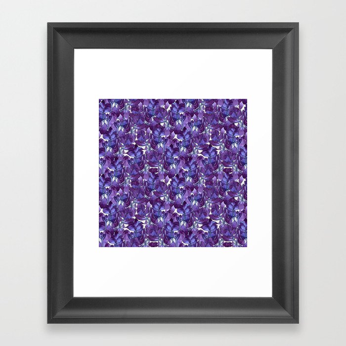 Botanical Purple Violet Pattern Framed Art Print