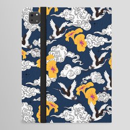 Japanese Clouds and Cranes No. 1 Navy Blue iPad Folio Case