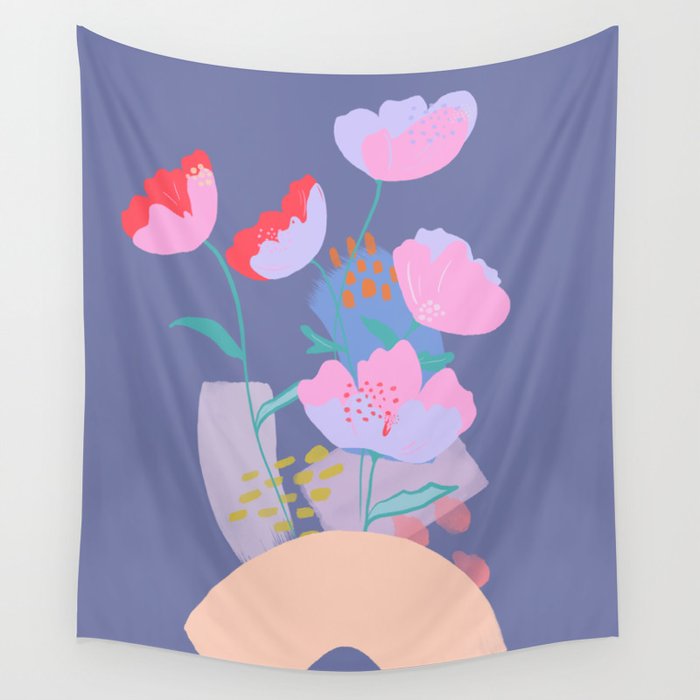 Perfect Poppies Abstract Flowers Wall Tapestry