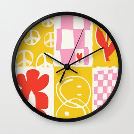 Happy Colorful Pattern Block  Wall Clock