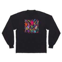 Otomí embroidery deer and flowers Long Sleeve T-shirt
