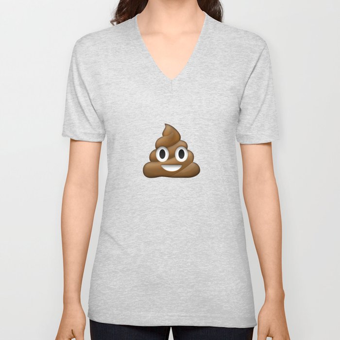 Smiling Poo Emoji (Colored Background) V Neck T Shirt