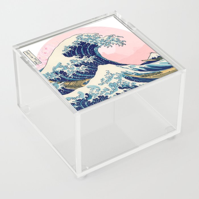 The Great Wave off Kanagawa by Hokusai in pink Acrylic Box