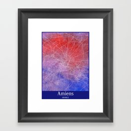 Amiens city map in watercolor Framed Art Print