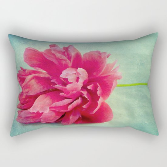 Peony on Blue Rectangular Pillow