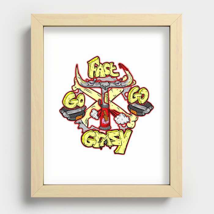go fast go GRAZY ( vintage folding bicycle tribute - bull angry sketch handdrawn italian logo )  Recessed Framed Print