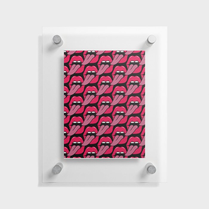 lips with tongue out super cool pop art cartoon pattern Floating Acrylic Print