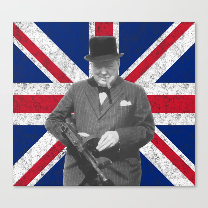 Winston Churchill Posing With A Tommy Gun Canvas Print