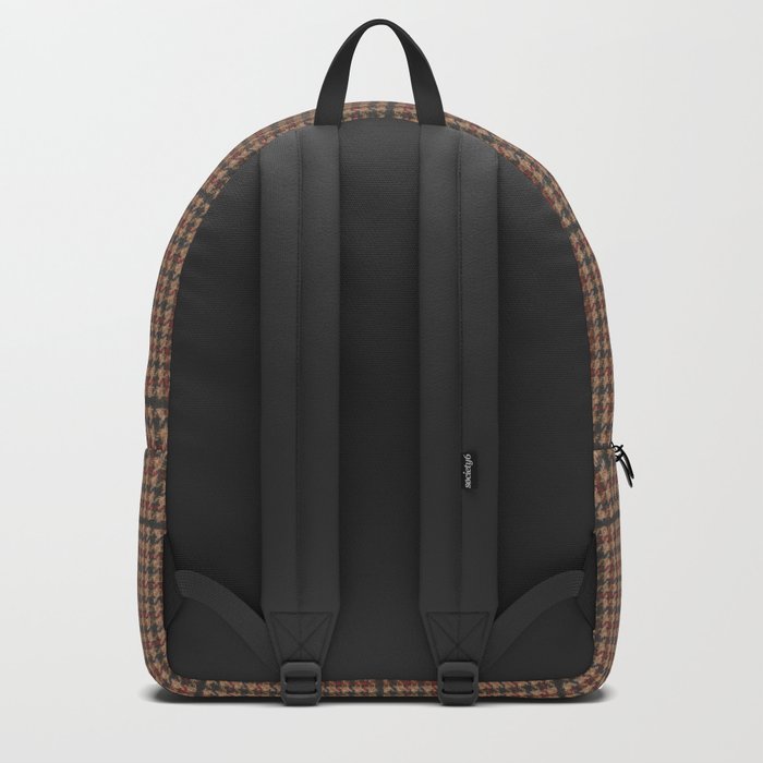Vintage Brown Houndstooth Tweed Backpack