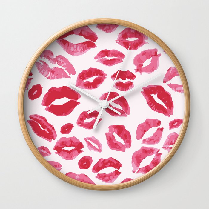 Lipstick Kisses Wall Clock