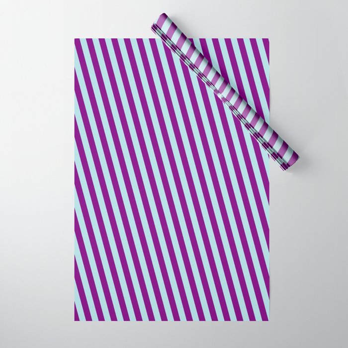 Powder Blue & Purple Colored Striped Pattern Wrapping Paper