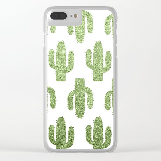 Glitter Cacti Clear iPhone Case