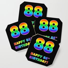 [ Thumbnail: HAPPY 88TH BIRTHDAY - Multicolored Rainbow Spectrum Gradient Coaster ]