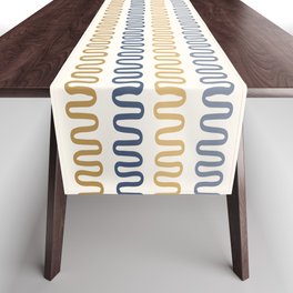 Abstract Shapes 231 in Gold Nautical Blue Shades (Snake Pattern Abstraction) Table Runner