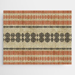 Orange Linen Mud Cloth Jigsaw Puzzle | Abstract, Beige, Fabric, Linen, Geometric, Contemporary, Southwestern, Graphicdesign, Orange, Modern 