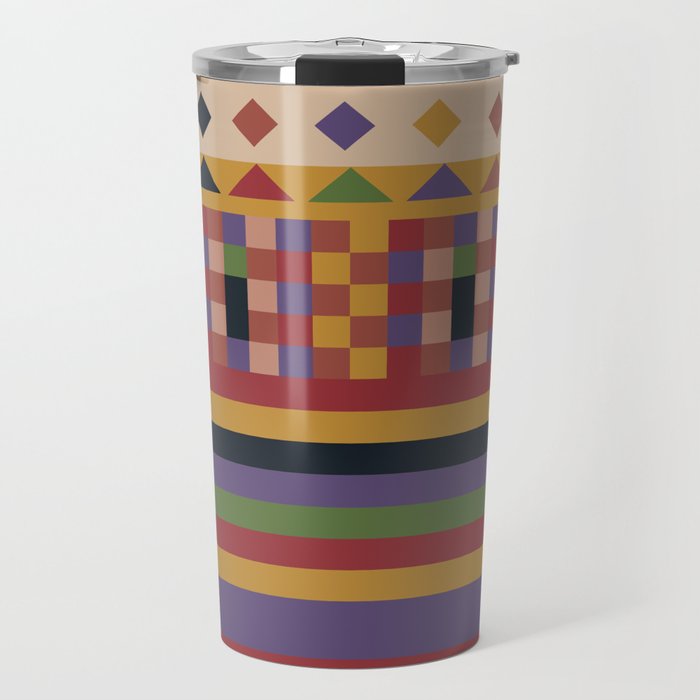 Stripes and squares ethnic pattern Travel Mug