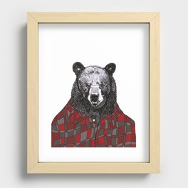 Black Bear in Flannel Shirt Recessed Framed Print