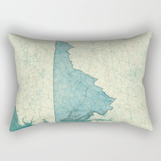Virginia State Map Blue Vintage Rectangular Pillow