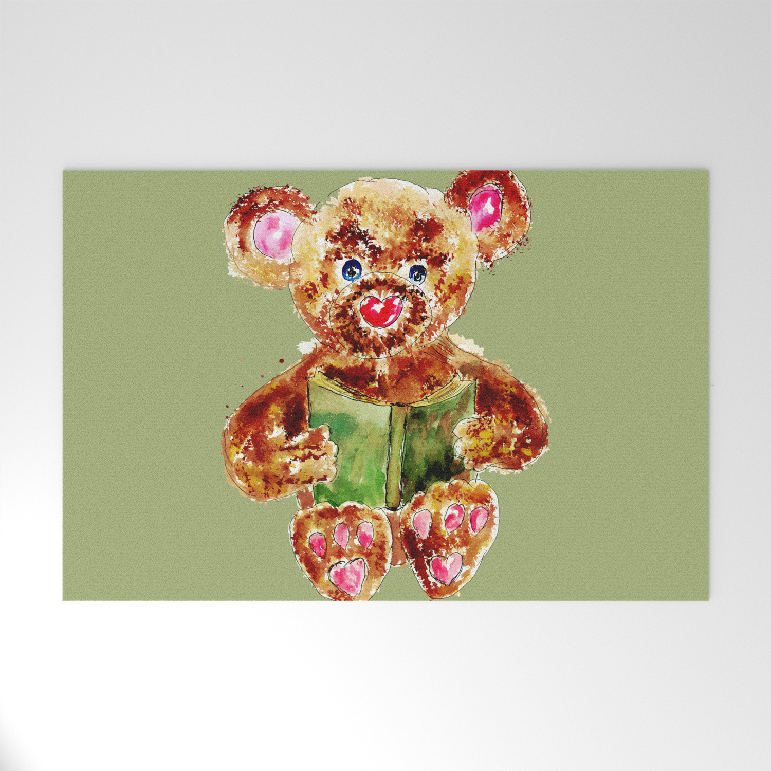Painted Teddy Bear Welcome Mat By Annartshock Society6