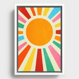 Retro Sunrise: Rainbow Edition Framed Canvas