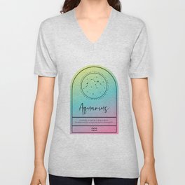 Aquarius Zodiac | Gradient Arch V Neck T Shirt