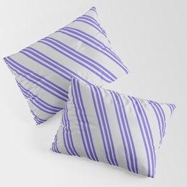 [ Thumbnail: Slate Blue and Light Gray Colored Lined Pattern Pillow Sham ]