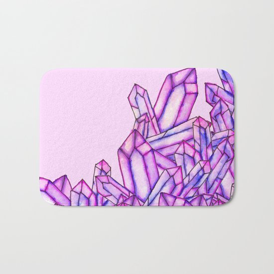 Pink purple watercolor paint crystals gem pattern Bath Mat