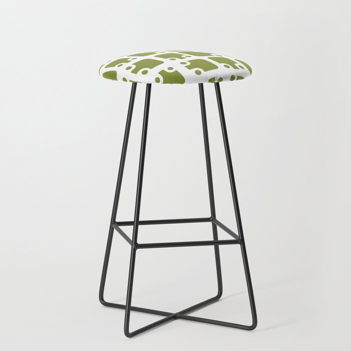 Mid Century Modern Abstract Pattern Olive Green 1 Bar Stool