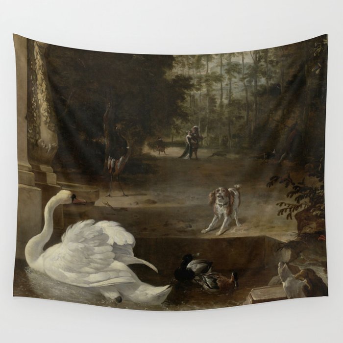 Bird park with swan and dog - Melchior d’Hondecoeter (1671/80) Wall Tapestry