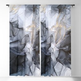 Calm but Dramatic Light Monochromatic Black & Grey Abstract Blackout Curtain