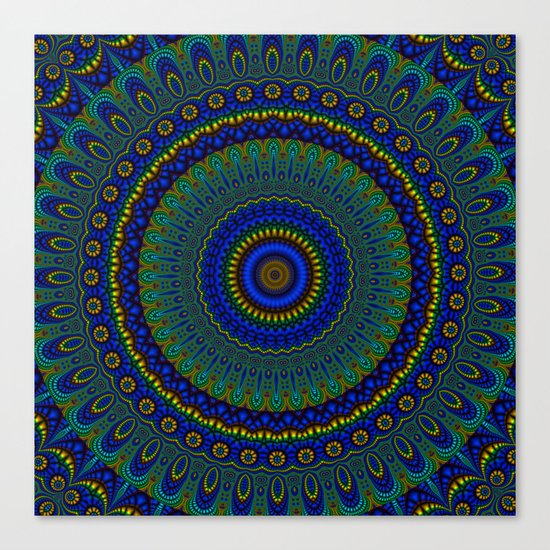 blue yellow mandala Canvas Print