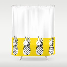 Ananananananananas on a yellow background Shower Curtain