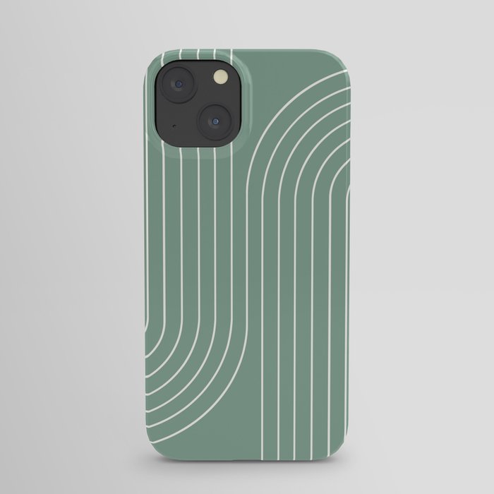 Minimal Line Curvature XXV Natural Green Mid Century Modern Arch Abstract iPhone Case