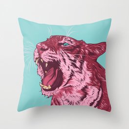 Magenta tiger Throw Pillow