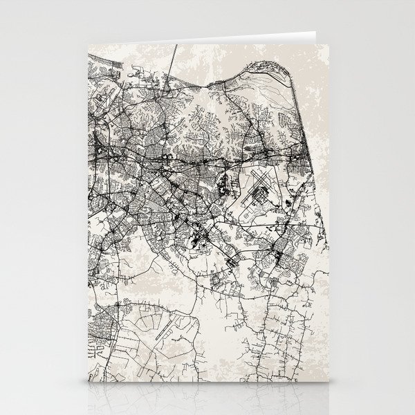 USA, Virginia Beach MAP - Black and White Stationery Cards