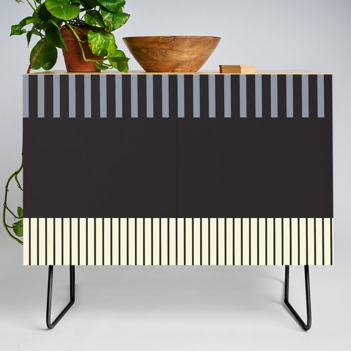 Colour Pop Stripes - Black, Gray and Cream Credenza